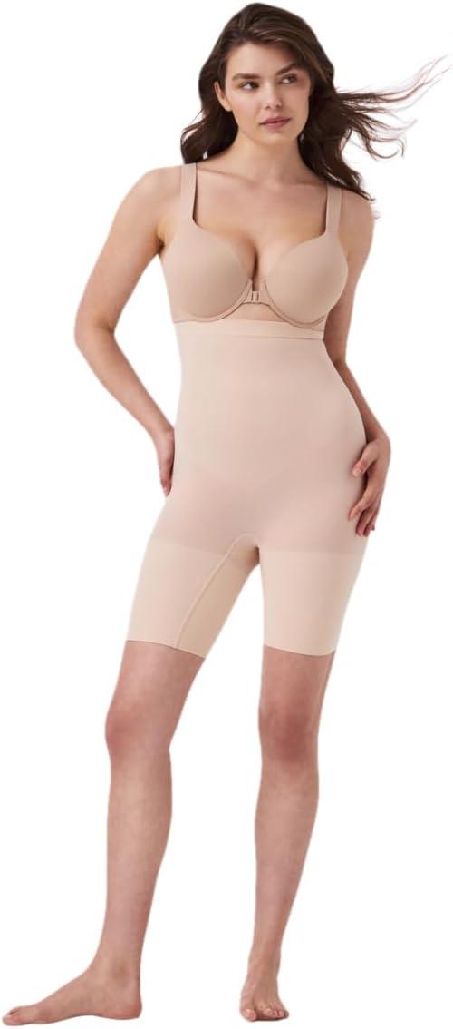 imageSPANX SPANXsculpt Seamless Power HighWaisted MidThigh Short Lightweight AllDay Comfort Core Control ShapewearSoft Almond