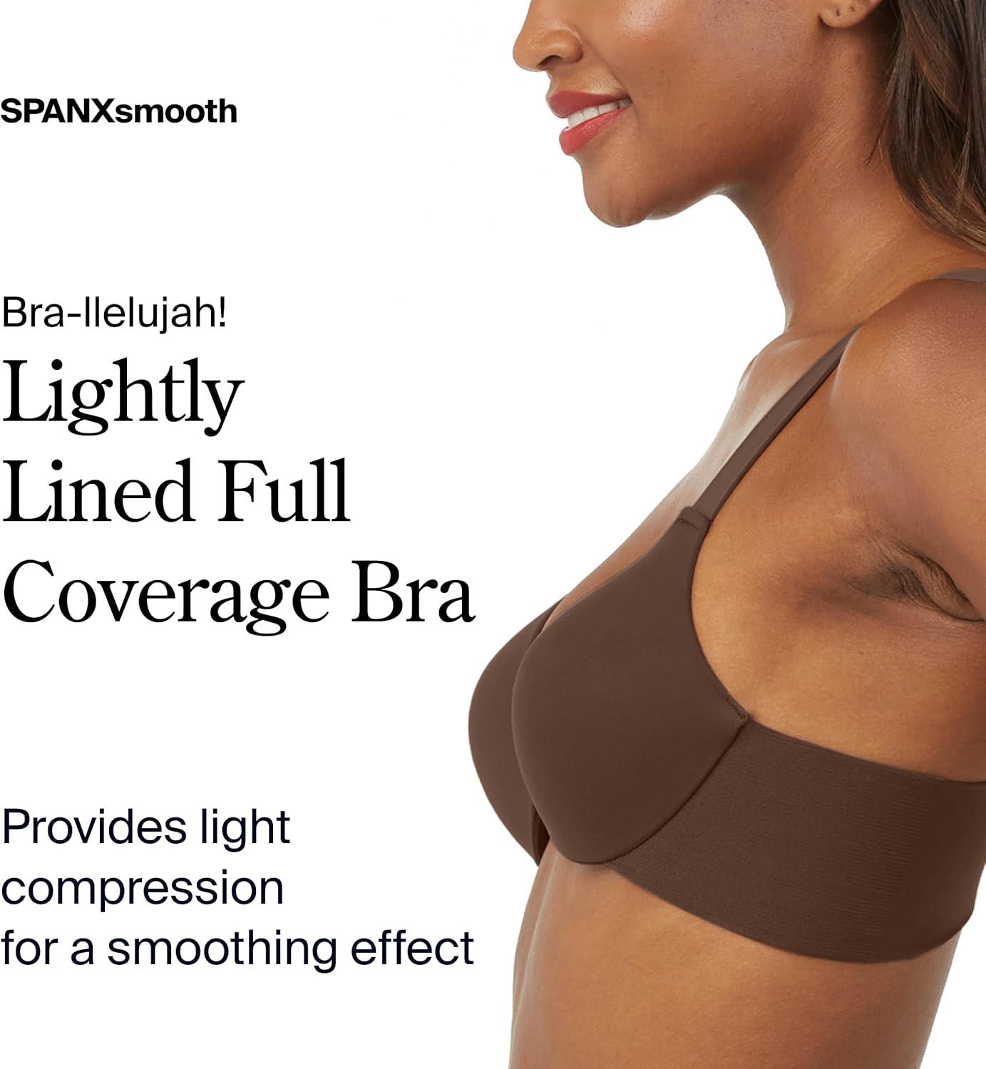 imageSPANXsmooth BraLlelujah Lightly Lined Full Coverage TShirt Bra Front Closure Hosiery Back Smart Stretch StrapsChestnut Brown