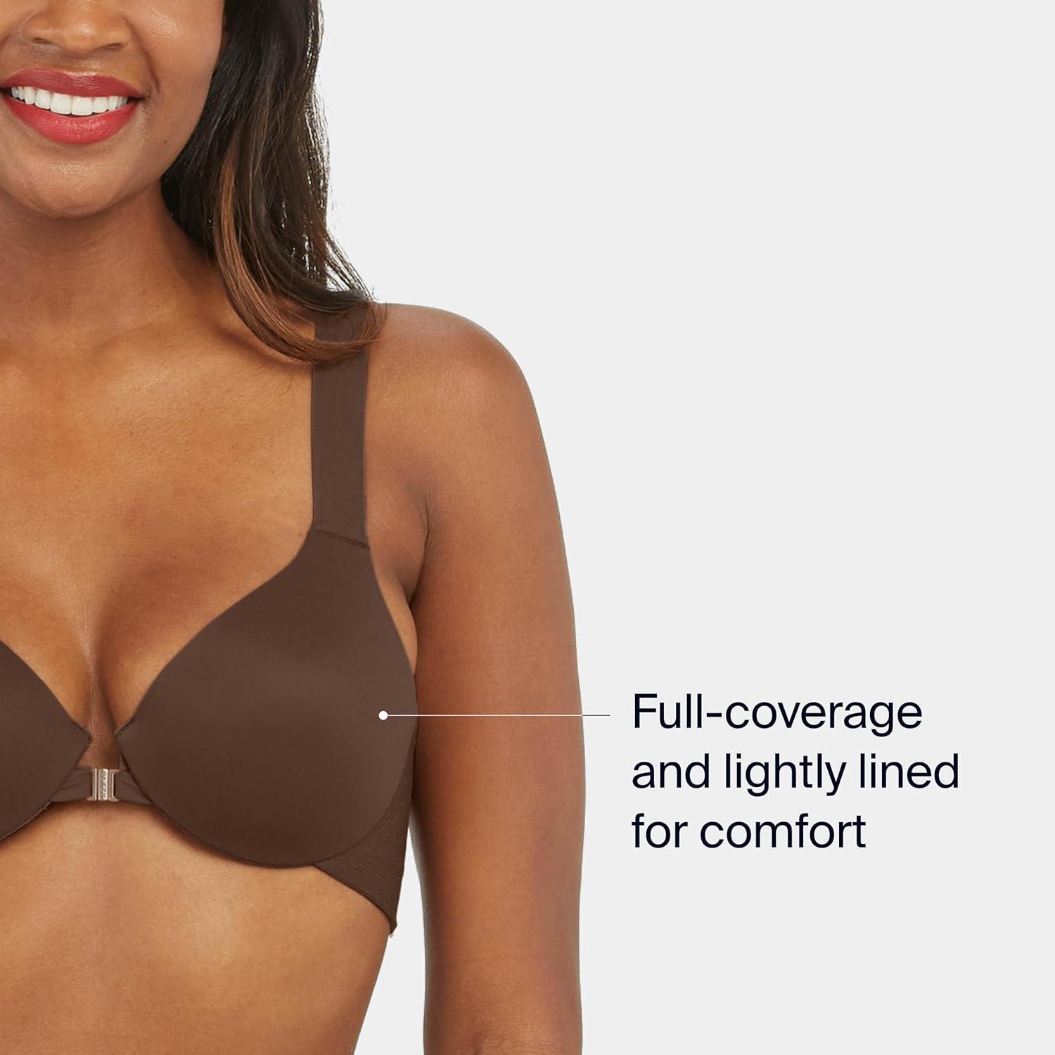 imageSPANXsmooth BraLlelujah Lightly Lined Full Coverage TShirt Bra Front Closure Hosiery Back Smart Stretch StrapsChestnut Brown