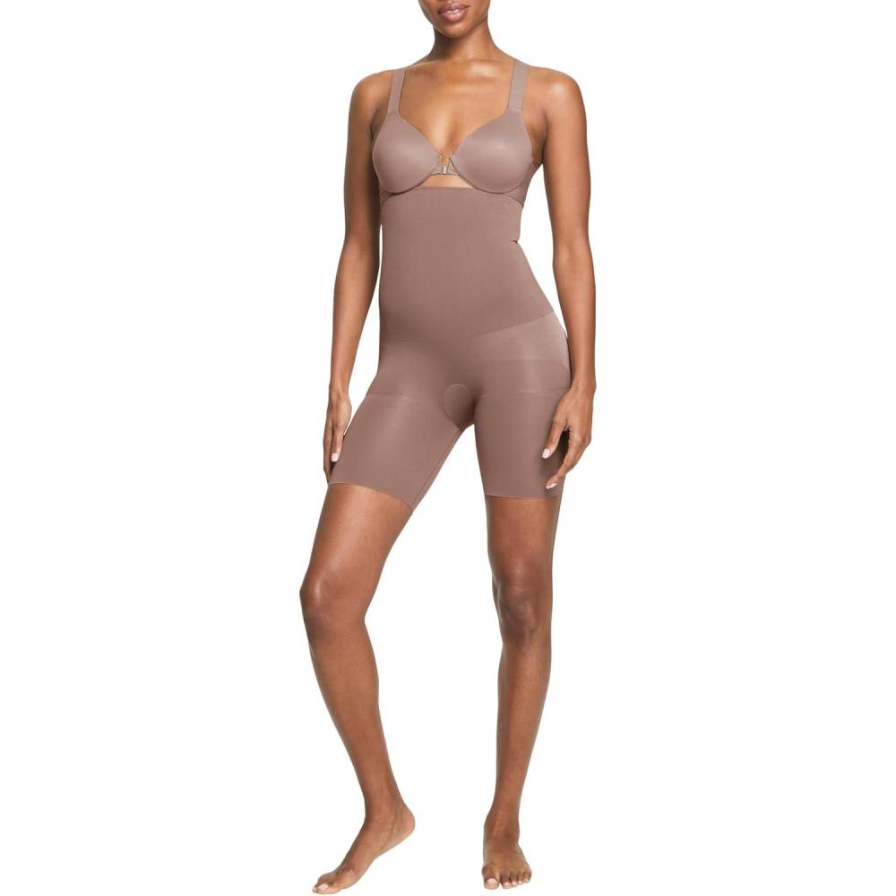 imageASSETS by SPANX HighWaist MidThigh Short Seamless Shapewear UltraFirm Compression Breathable Thigh ampamp Tummy ControlCaf Au Lait