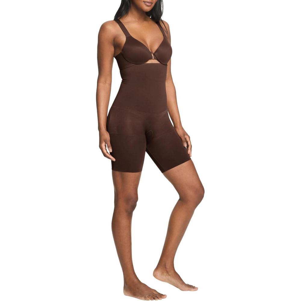 imageASSETS by SPANX HighWaist MidThigh Short Seamless Shapewear UltraFirm Compression Breathable Thigh ampamp Tummy ControlChestnut Brown