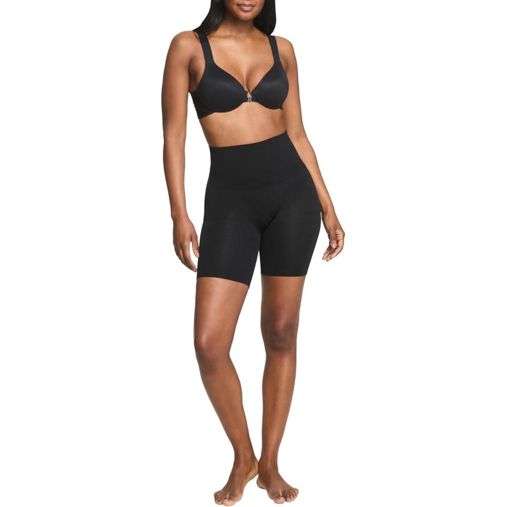 imageASSETS by SPANX MidThigh ShortSeamless Shapewear ShortsUltraFirm CompressionThighampampTummy ControlComfortable ampamp BreathableVery Black