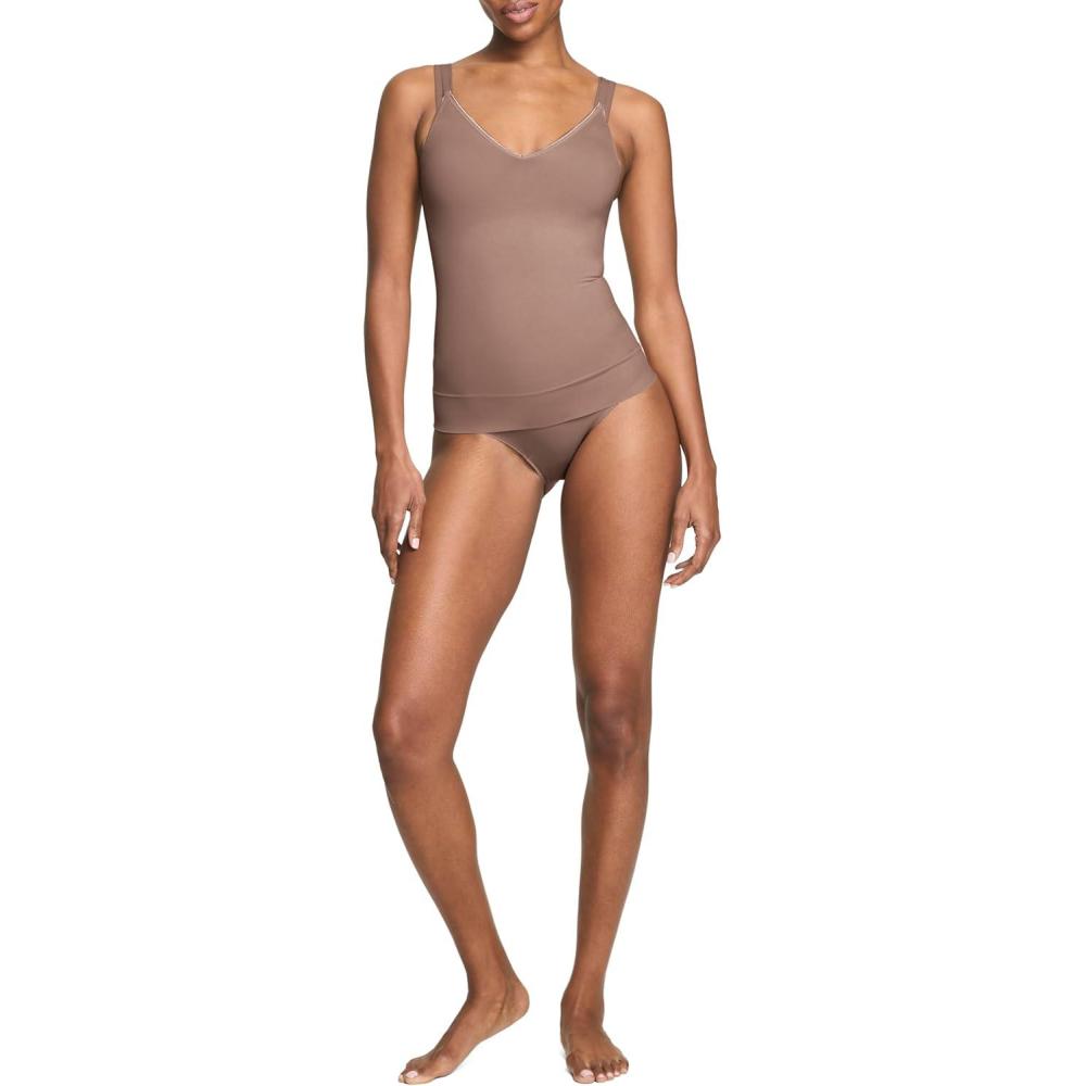 imageSPANX ASSETS VNeck Cami Seamless Lightweight Shapewear 360 Shaping TummySmoothing Adjustable StrapsCaf Au Lait