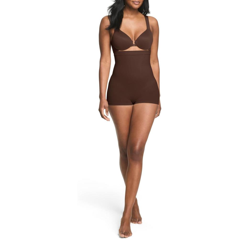 imageSPANX ASSETS Womens HighWaist Boyshort Seamless Power Sculpting NoShow Shapewear with Firm Tummy ControlChestnut Brown