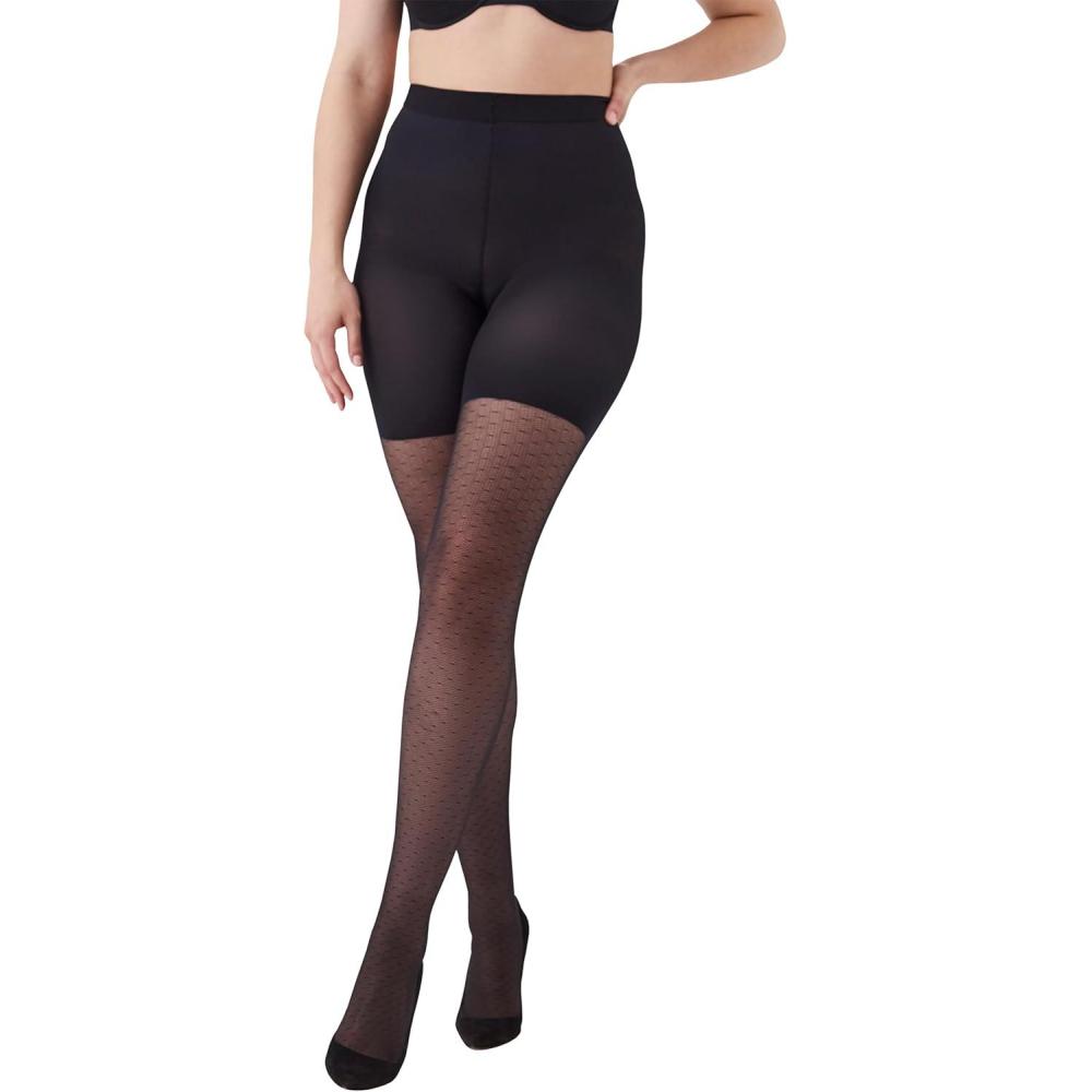 imageSPANX Fashion Tight End Tights  Comfortable Tummy Control Shapewear  Sheer Pantyhose  Micro Dot Fishnet