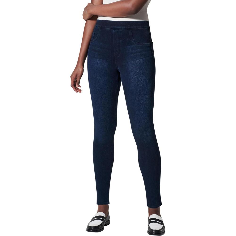imageSPANX JeanIsh Ankle Leggings Stylish Everyday Leggings Classic Jean Look Hidden Core Shaping Comfortable Denim Alternative Twilight Rinse Petite 245 Inch Inseam Large