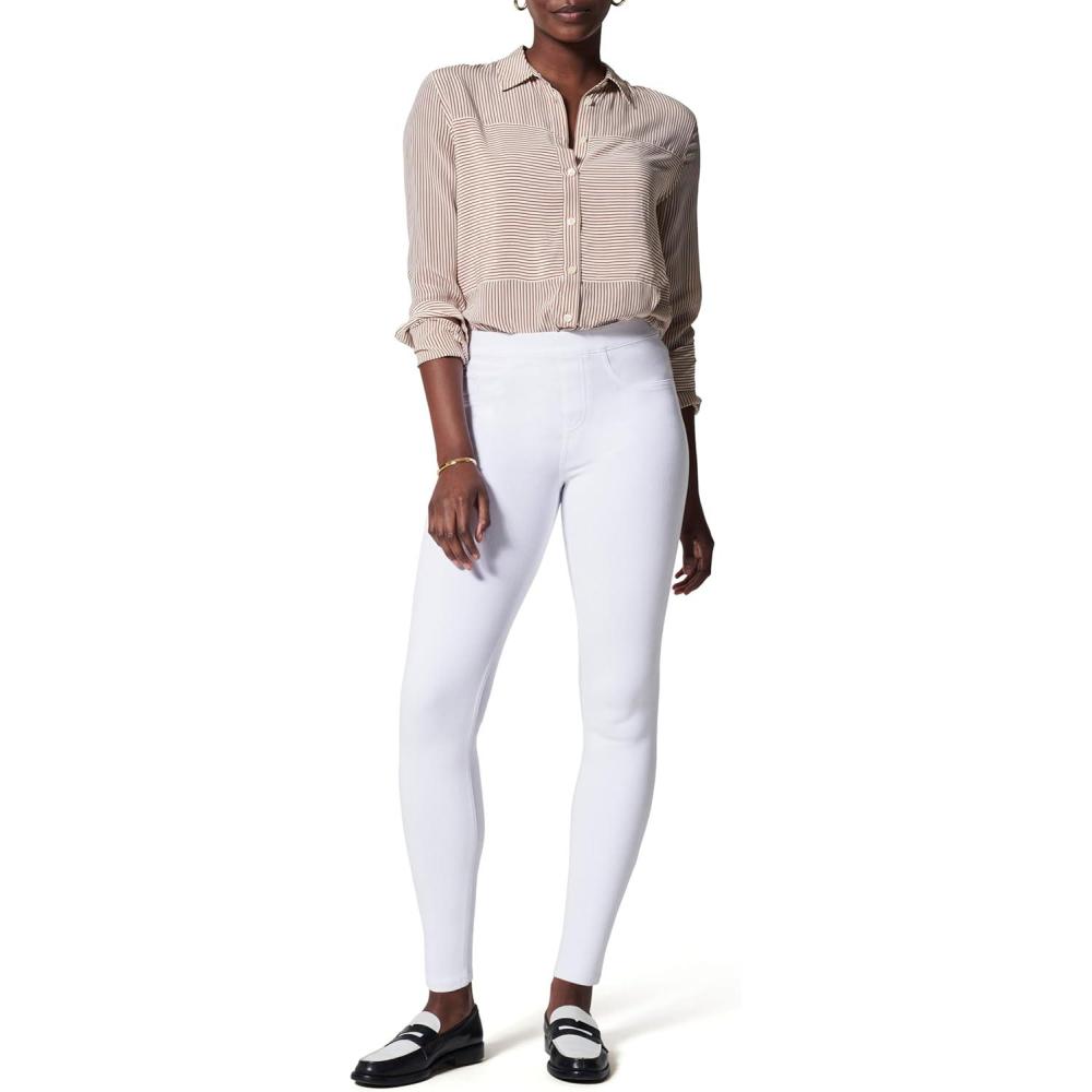 imageSPANX JeanIsh Ankle Leggings Stylish Everyday Leggings Classic Jean Look Hidden Core Shaping Comfortable Denim Alternative White Petite 245 Inch Inseam Large