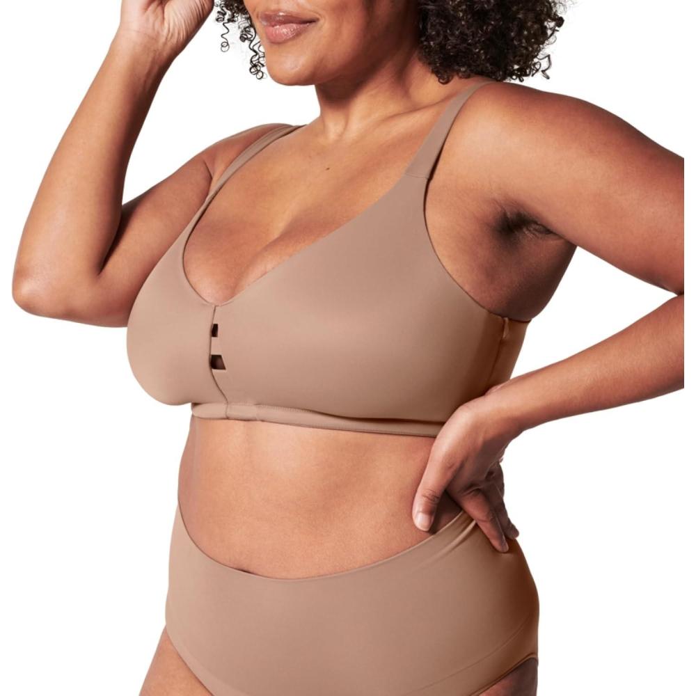 imageSPANX Low Profile Wireless Minimizer Bra Minimize Breast Size by Up to 1 Inch Breathable QuickDrying FabricCafe Au Lait
