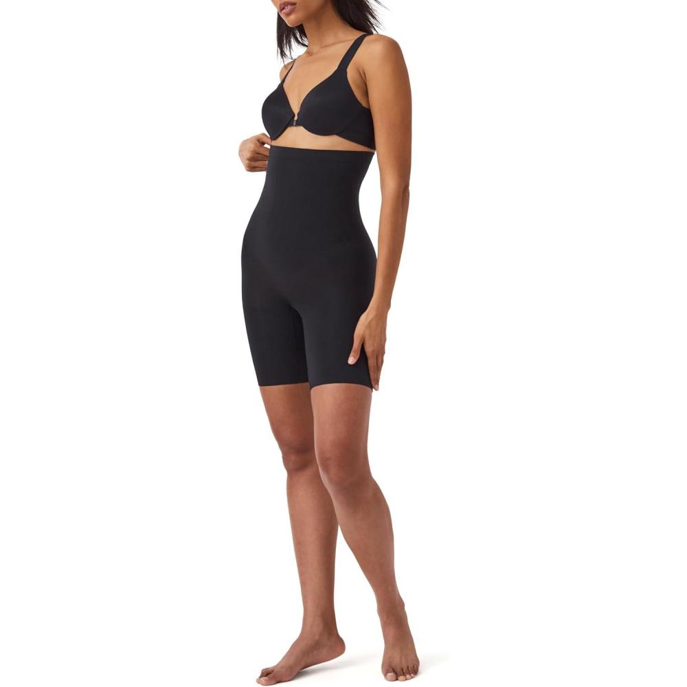 imageSPANX SPANXsculpt Seamless Power HighWaisted MidThigh Short Lightweight AllDay Comfort Core Control ShapewearBlack