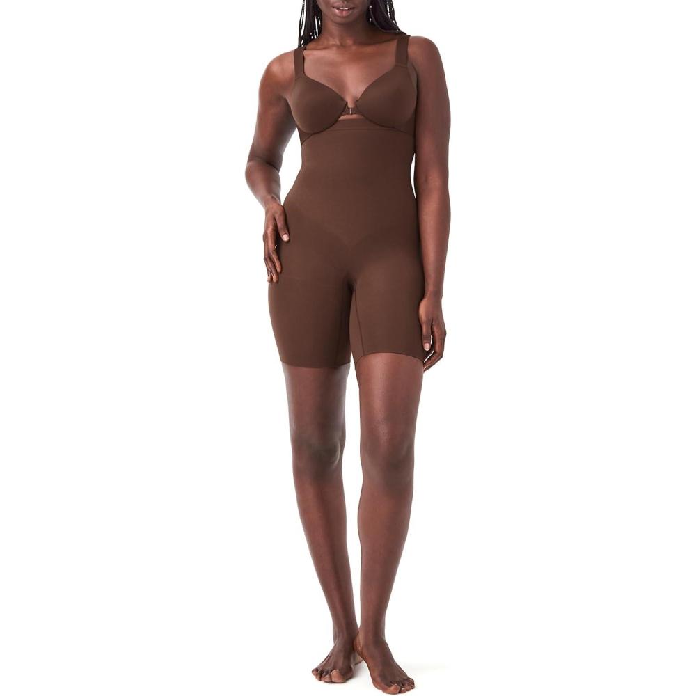 imageSPANX SPANXsculpt Seamless Power HighWaisted MidThigh Short Lightweight AllDay Comfort Core Control ShapewearChestnut Brown