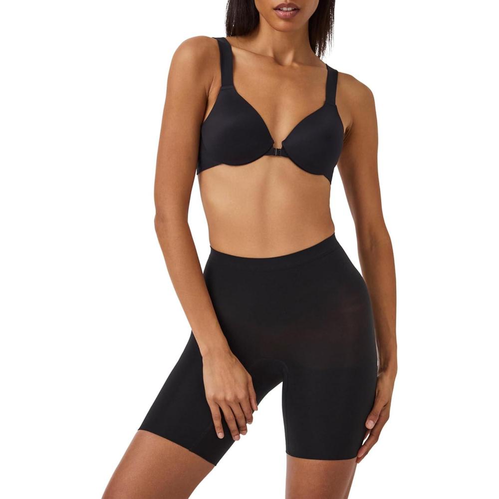 imageSPANX SPANXsculpt Seamless Power MidThigh Short Core Shapewear Lightweight AllDay Shaping ampamp Support No Panty LinesVery Black