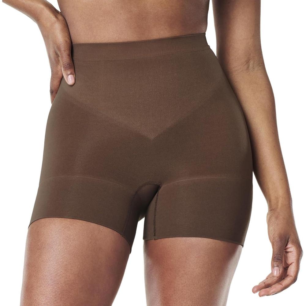 imageSPANX SPANXsculpt Seamless Power Shorty For All Hemline Lengths Lightweight Core Control Shapewear DigFree WaistbandChestnut Brown