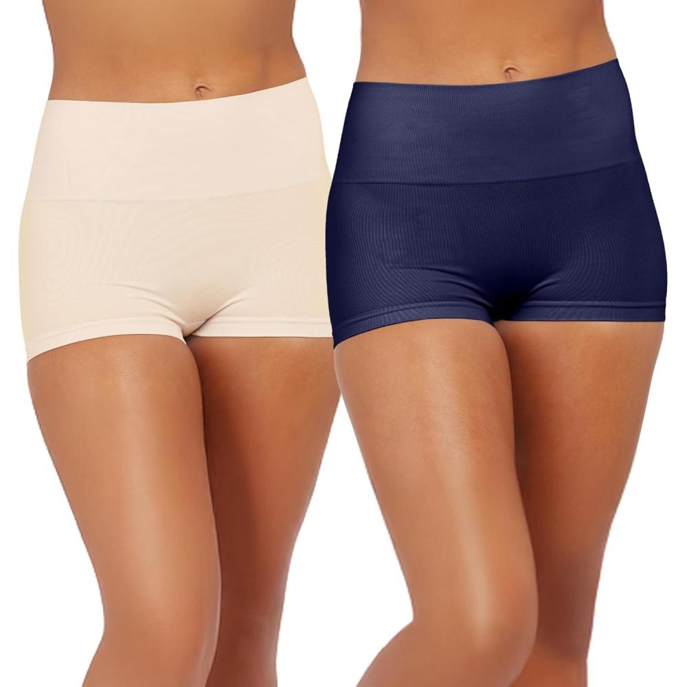 imageSPANX SPANXshape Everyday Shaping Boyshort Comfortable Core Control Shapewear Underwear Invisible Under Clothes NoShowSoft NudeTimeless NavyM