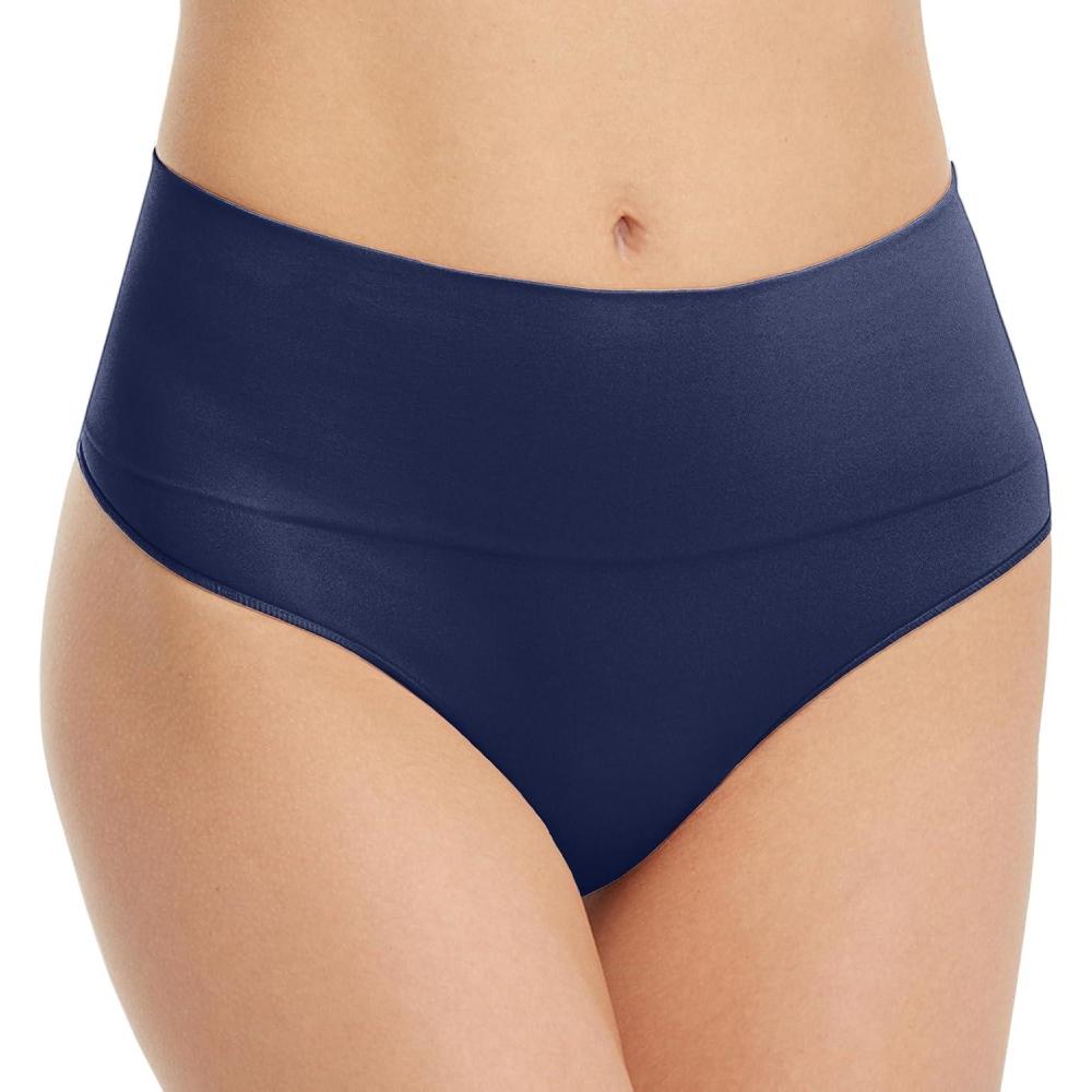 imageSPANX SPANXshape Everyday Shaping Thong Core Control Shapewear Underwear Invisible Under Clothes Seamless DesignDark Sapphire