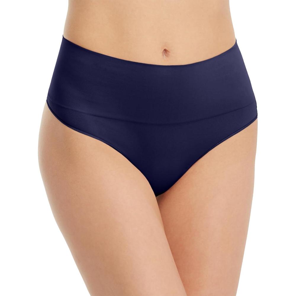 imageSPANX SPANXshape Everyday Shaping Thong Core Control Shapewear Underwear Invisible Under Clothes Seamless DesignTimeless Navy