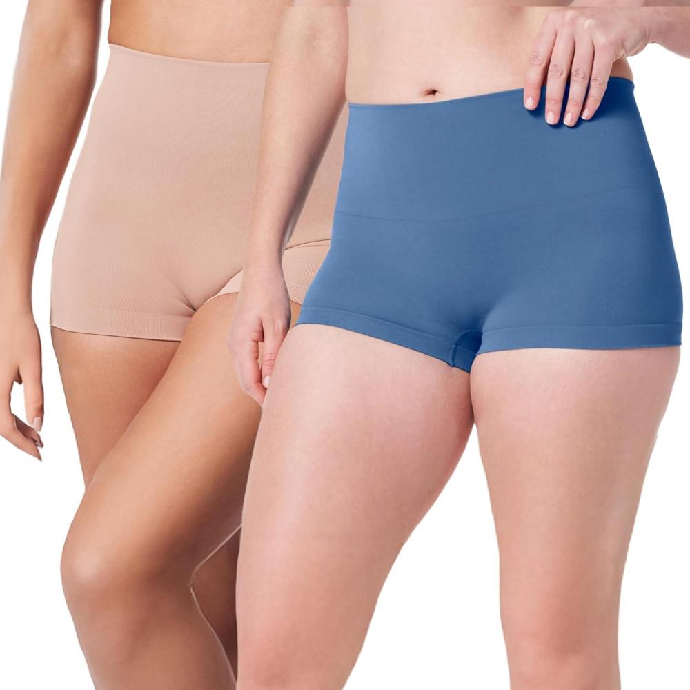 imageSPANX SPANXshape ExtraOrdinary Boyshort Sculpting Compression Womens Shapewear Underwear Recycled Nylon Fabric BlendToasted OatmealIndigo HazeM