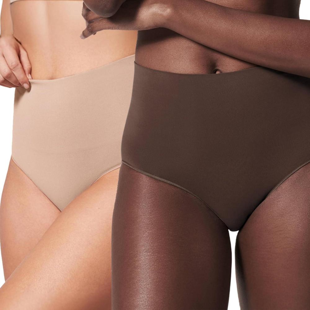 imageSPANX SPANXshape ExtraOrdinary Brief Sculpting with Compression Womens Shapewear Underwear Recycled Nylon Fabric BlendToasted OatmealChestnut BrownXL