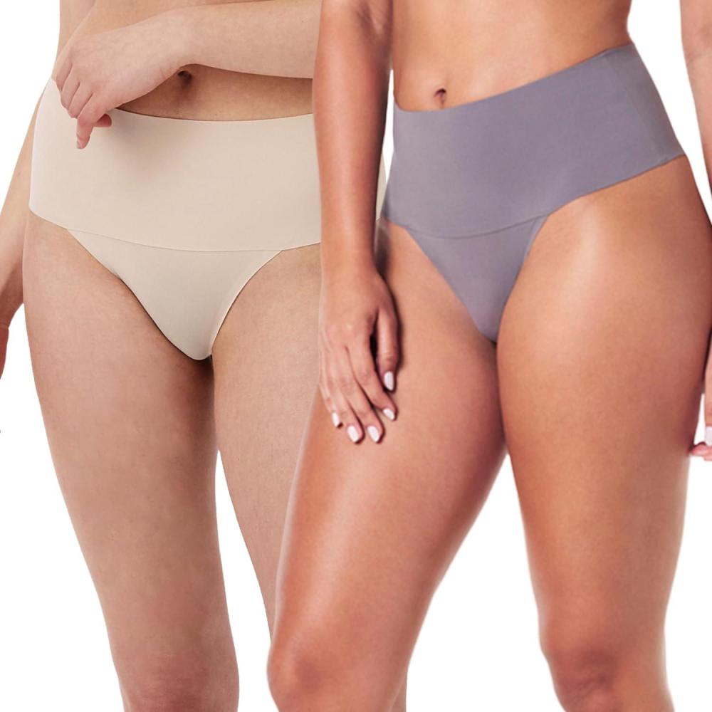 imageSPANX SPANXsupersmooth Undietectable Thong  Comfortable Core Control  Invisible Shapewear Thong  Womens No Show Thong UnderwearSoft NudeMythical GreyS