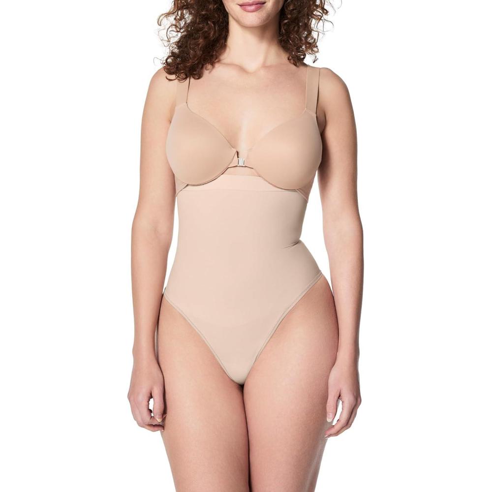 imageSPANXsculpt Seamless Power HighWaisted Thong Womens Shapewear Lingerie Seamless Thong No Visible Panty LinesSoft Nude