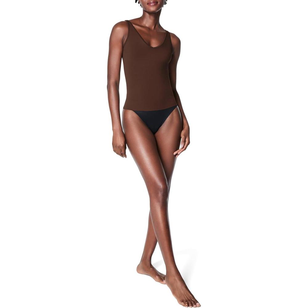 imageSPANXsculpt Seamless Power Tank Tank Top Shapewear for Women V Neck Soft Seamless Tank TopChestnut Brown