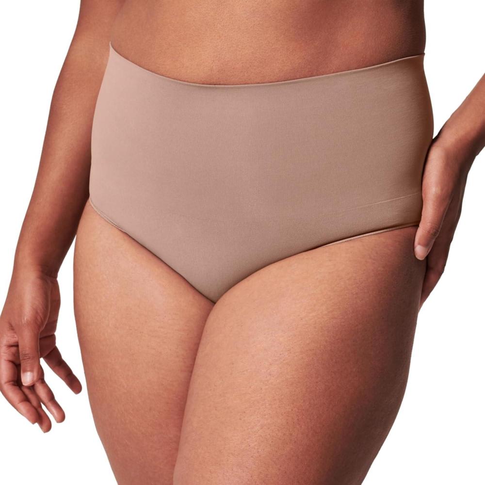 imageSPANXshape ExtraOrdinary Brief Sculpting with Compression Womens Shapewear Underwear Recycled Nylon Fabric BlendCafe Au Lait