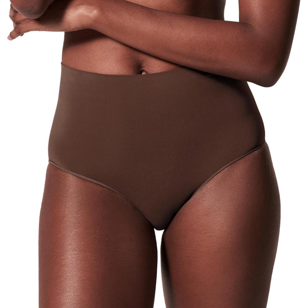 imageSPANXshape ExtraOrdinary Brief Sculpting with Compression Womens Shapewear Underwear Recycled Nylon Fabric BlendChestnut Brown