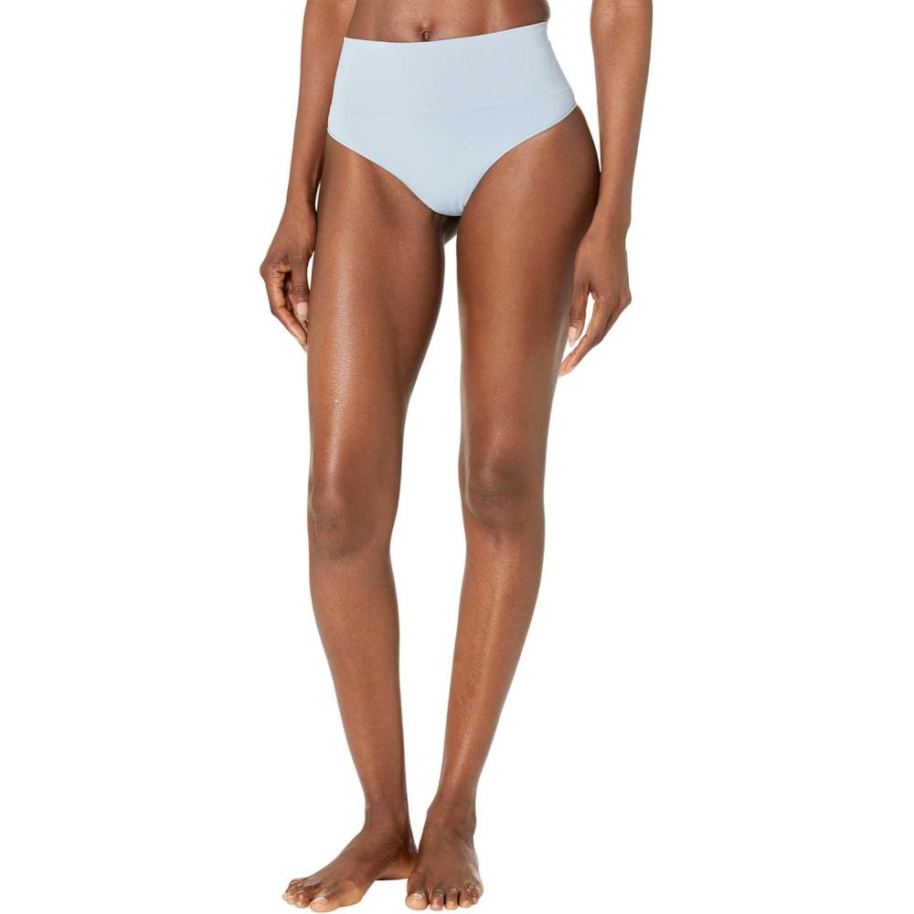 imageSPANXshape ExtraOrdinary Thong Sculpting with Compression Womens Shapewear Underwear Recycled Nylon Fabric BlendAntique Blue
