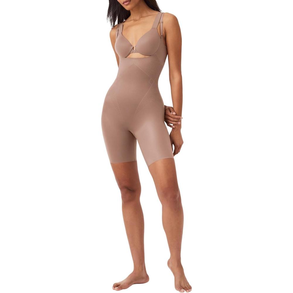 imageSPANXshape Invisible OpenBust MidThigh BodysuitCafe Au Lait