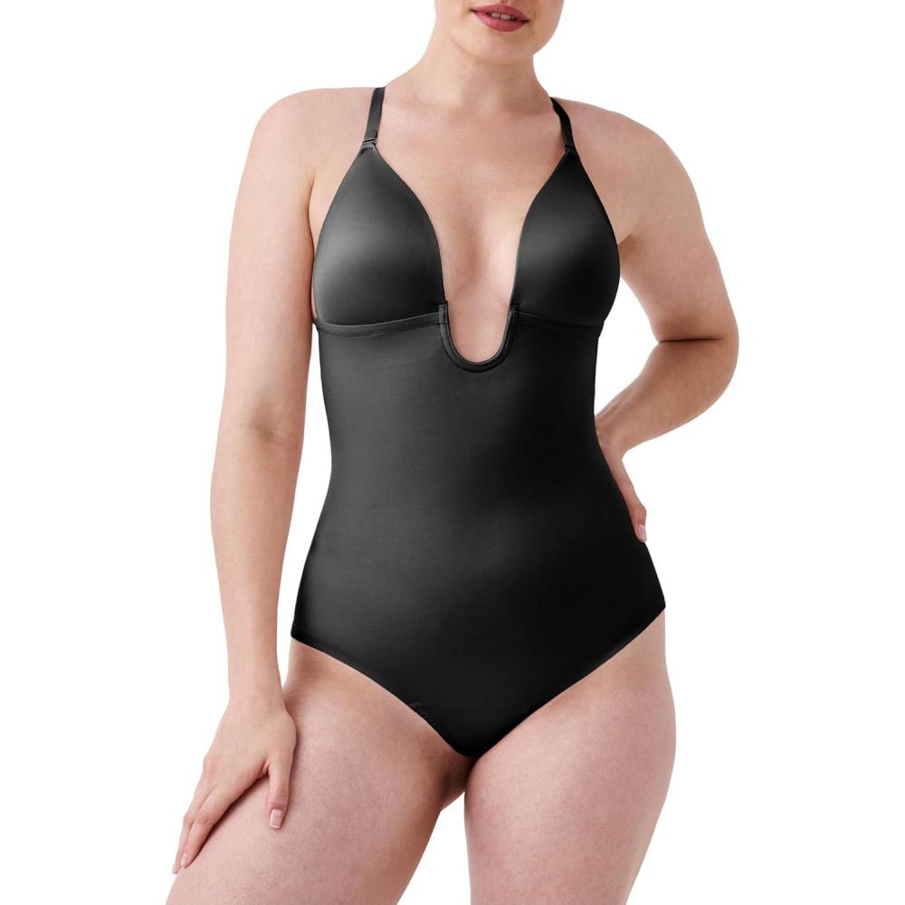 imageSPANXshape Suit Your Fancy Plunge LowBack Thong Bodysuit Comfortable One Piece Medium Compression SeamlessVery Black