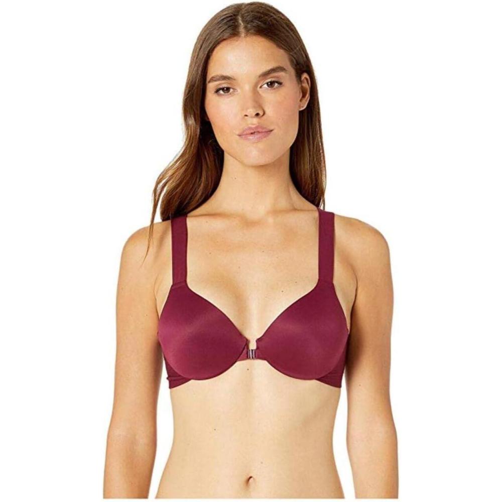 imageSPANXsmooth BraLlelujah Lightly Lined Full Coverage TShirt Bra Front Closure Hosiery Back Smart Stretch StrapsBordeaux