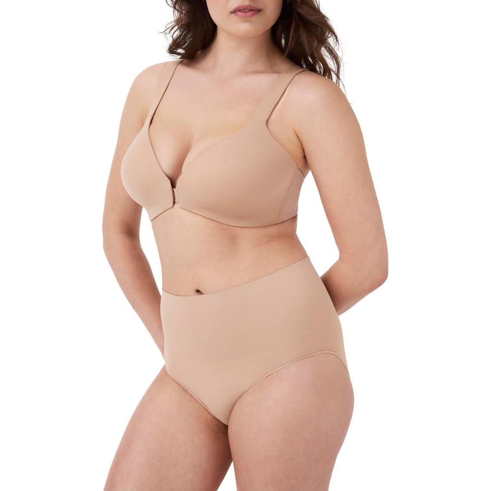 imageSPANXsmooth BraLlelujah Lightly Lined Full Coverage TShirt Bra Front Closure Hosiery Back Smart Stretch StrapsNaked 20