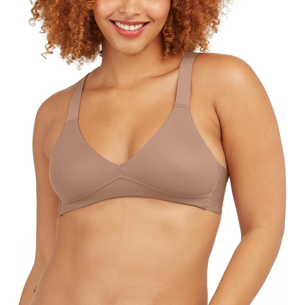 imageSPANXsmooth BraLlelujah Unlined Bralette Comfortable Support WireFree Bra Hosiery Back Smoothing DigFree StrapsCafe Au Lait