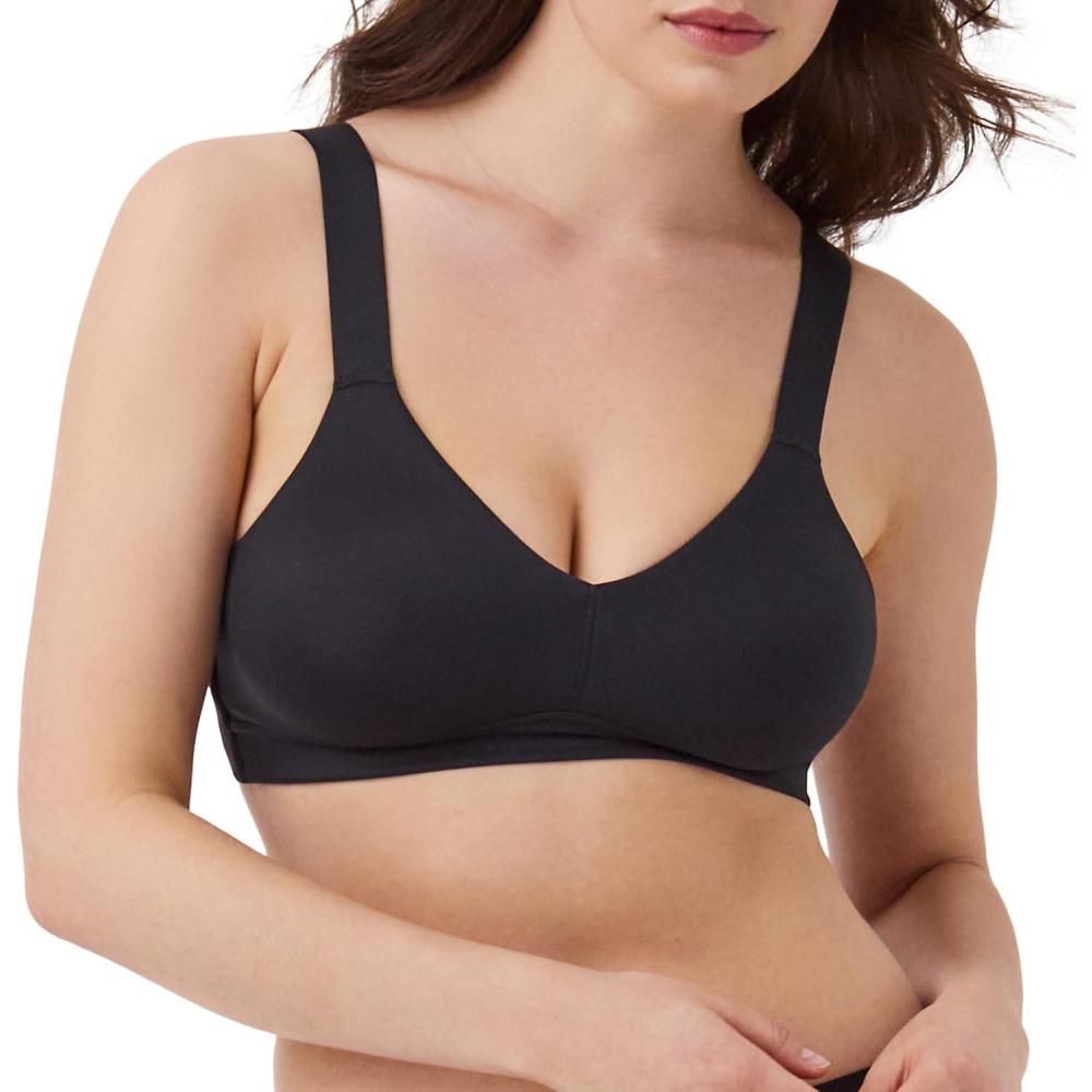imageSPANXsmooth BraLlelujah Unlined Bralette Comfortable Support WireFree Bra Hosiery Back Smoothing DigFree StrapsVery Black