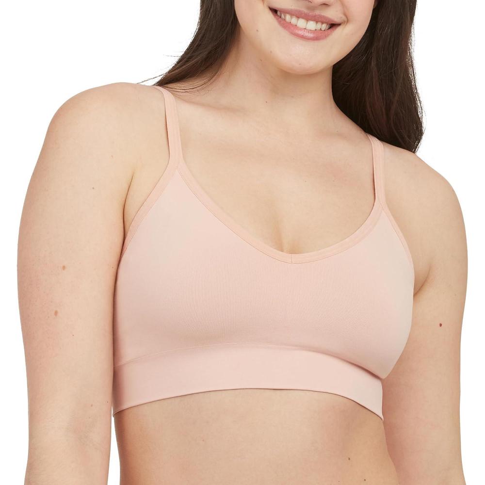 imageSPANXsmooth EcoCare Seamless Shaping Longline Bralette Comfortable Everyday Bralette Womens Bra with No UnderwireVintage Rose