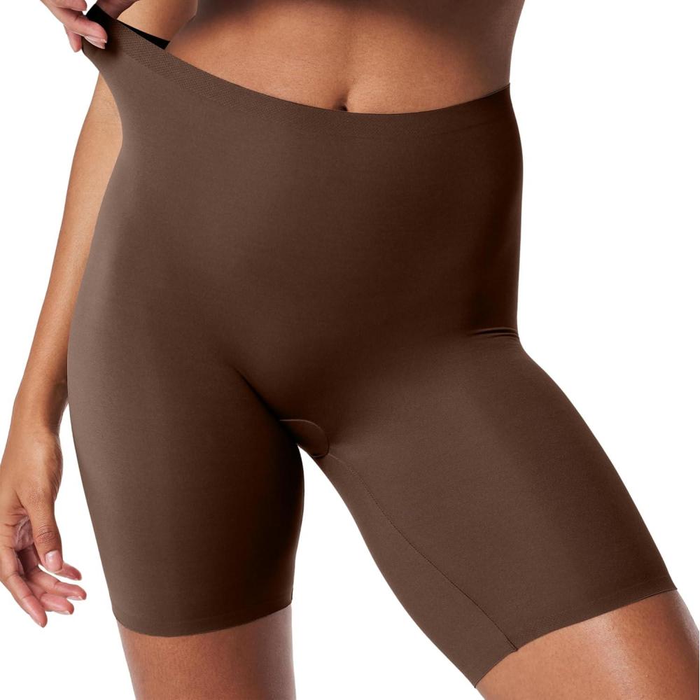 imageSPANXsmooth FitToYou MidThigh Shorts One Size Fits All Tummy Control Shorts AntiChafe Lightweight ShapewearChestnut Brown