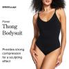 SPANXsculpt Seamless Power Thong Bodysuit – Soft, Seamless Shapewear for Women – Adjustable Straps – With Snap Closure(Very Black)