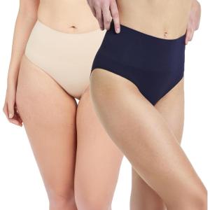SPANX SPANXshape Everyday Shaping Brief – Core Control Shapewear Underwear – Invisible Under Clothes – Seamless Design-Soft Nude-Dark Sapphire-M