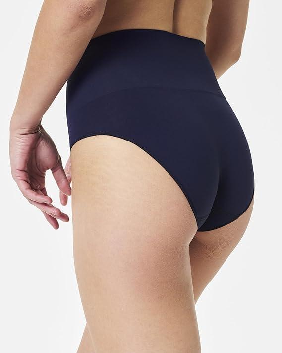 imageSPANX SPANXshape Everyday Shaping Brief Core Control Shapewear Underwear Invisible Under Clothes Seamless DesignSoft NudeDark SapphireL