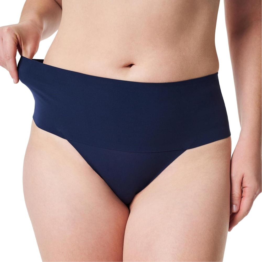imageSPANX Supersmooth Undietectable Thong for Women Invisible NoShow Thong Underwear with Comfortable Core ControlDark Sapphire