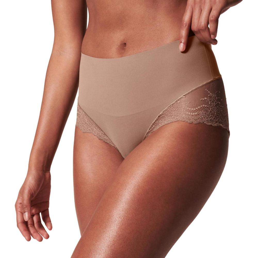imageSPANX smooth Undietectable Lace HiHipster Core Control Comfortable Lace Shapewear Underwear No Visible Panty LinesCafe Au Lait