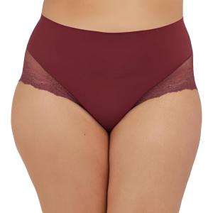 SPANX smooth Undie-tectable Lace Hi-Hipster – Core Control – Comfortable Lace Shapewear Underwear – No Visible Panty Lines(Sangria)