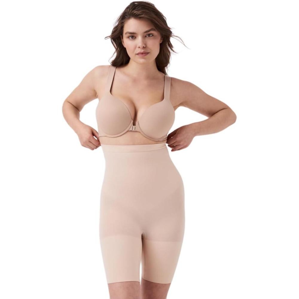 imageSPANX SPANXsculpt Power Series HighWaisted MidThigh Short Lightweight AllDay Comfort Core Control ShapewearSoft Almond