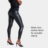 SPANX Assets Red Hot Leggings – Flattering & Comfortable Tummy Control – Faux Leather Leggings – with Shaping Waistband(Black)