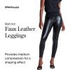 SPANX Assets Red Hot Leggings – Flattering & Comfortable Tummy Control – Faux Leather Leggings – with Shaping Waistband(Black)